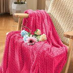 inhand Hot Pink Fleece Twin Blanket, Lightweight Leaves Pattern Fuzzy Blanket for Couch Sofa, All Season Use, 60 x 90 Inches