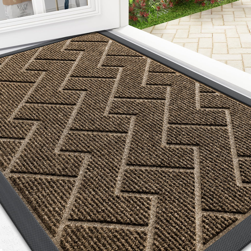 OLANLY Front Door Mat Outside 29.5x17, All-Season Absorbent Rubber Doormat