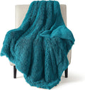Bedsure GentleSoft Fuzzy Sherpa Faux Fur Twin Blanket Teal Cozy Gifts for Women Men, Soft Fleece Plush Warm Thick Blanket Twin Size for Bed, Couch, Room Dorm Essentials Teal Decor Gifts, 60x80