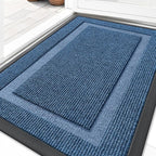 OLANLY Front Door Mat Indoor Outdoor Entrance, Waterproof All-Season, All-Weather Doormat, Sturdy Natural Rubber, Fade Resistant, Low Profile, Easy Clean Patio Porch Entryway Mat, 35x23, Light Blue