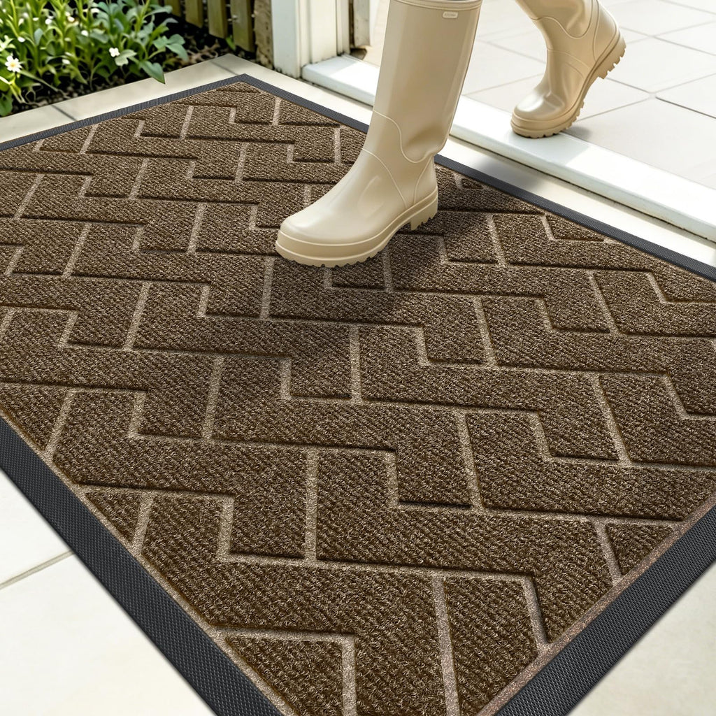 OLANLY Front Door Mat Outside 35x23, All-Season Absorbent Rubber Doormat
