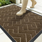 OLANLY Front Door Mat Outside 35x23, All-Season Absorbent Rubber Doormat