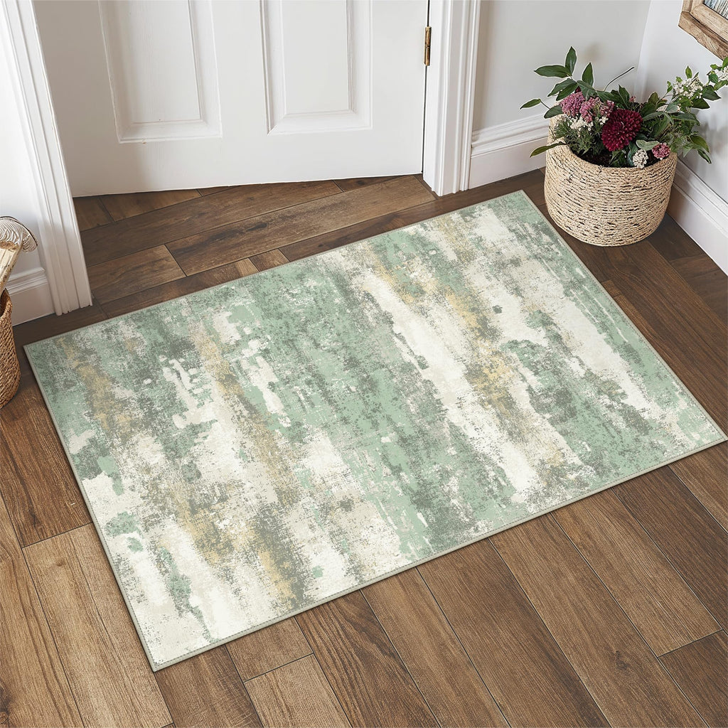 BEIMO 2x3 Green Abstract Area Rug, Washable Non-Slip for Entryway