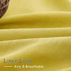 Nanspring Celery Yellow Linen Curtains 90 Inches Long 2 Panel Set Back Tab Rod Pocket Light Weight Semi Sheer Neutral Farmhouse Decor for Living Room and Bedroom 52x90
