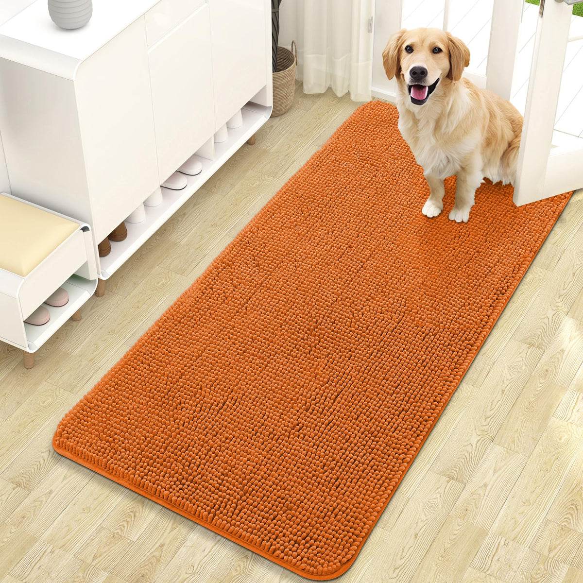OLANLY Dog Door Mat for Muddy Paws 47x24, Super Absorbent Chenille Mud Mat