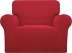 Easy-Going Stretch Oversized Chair Sofa Slipcover 1-Piece Couch Sofa Cover Furniture Protector Soft with Elastic Bottom for Kids Spandex Jacquard Fabric Small Checks Christmas Red