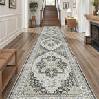 Madane Hallway Runner 3x14 - Runner Rugs 14ft Washable Entryway Rug Vintage Kitchen Runners Non Slip Indoor Area Rug Farmhouse Carpet Runner for Bathroom Living Room Bedroom, Black