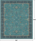 Washable 10x12 Large Teal Teal Boho Living Room Rug - Soft Floral Area Rugs for Bedroom Under Bed, Dining Room Under Table Non Slip, Low Pile & Stain Resistant Carpet