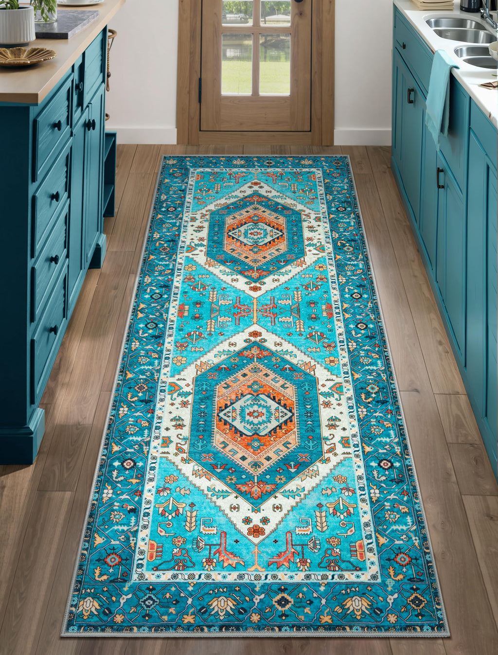 SERISSA 3x5 Washable Non Slip Boho Area Rug for Bedroom，Rust — 2' x 5' (Runner)