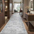 Restydon 2'6 x 12' Runner Rug Non Slip,Washable Kitchen Rugs,Grey