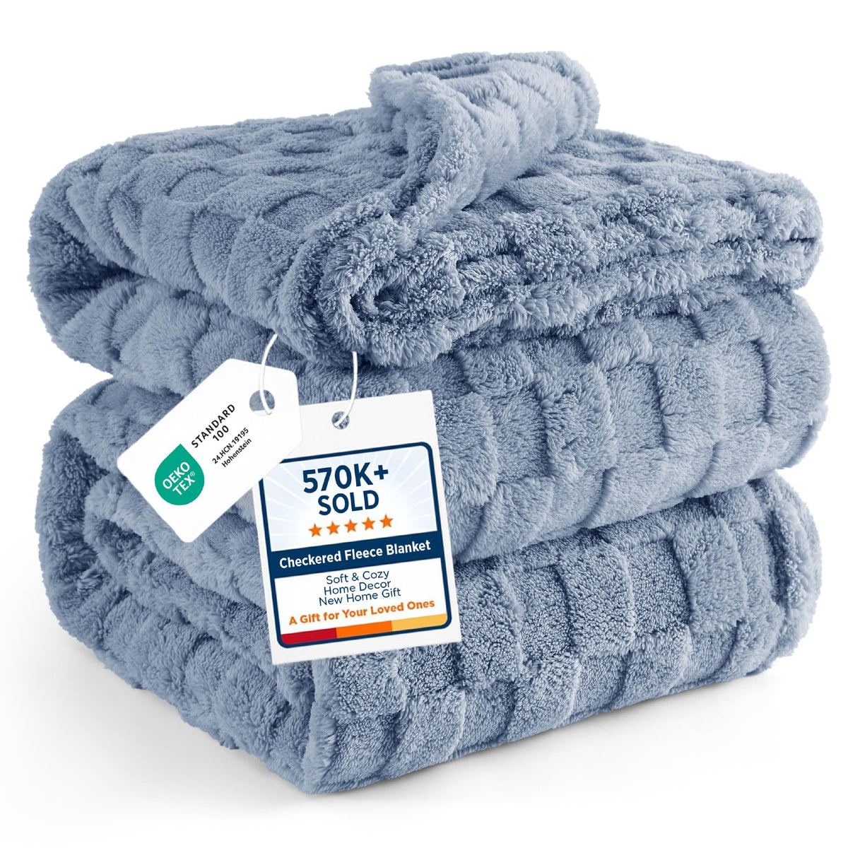 Bedsure Checkered Soft Cozy Queen Blanket for Bed, Sage Green, 90"×90"