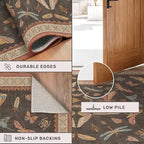 Brown 2x6 Indoor Rugs for Entryway - Washable Non Slip Runner for Kitchen Floor, Vintage Carpet Runners for Hallway 6ft, Insect Boho Design, Butterfly Moth Print Home Décor