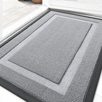 OLANLY Front Door Mat Indoor Outdoor Entrance, Waterproof All-Season, All-Weather Doormat, Sturdy Natural Rubber, Low Profile, Easy Clean Patio Porch Entryway Mat, 35x23, Silver Gray