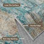BEIMO Area Rugs 6x9 for Living Room Bedroom, Modern Abstract Machine Washable Rug, Large Soft Low Pile Floor Carpet with Non Slip Backing for Dining Room, Teal/Grey