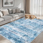 PLHXFR Area Rug Living Room: 4x6 Modern Abstract Washable Carpet Blue