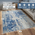 4x6 Area Rugs for Living Room Rug Washable: Abstract Rug for Dining Room Bedroom Carpet Non Slip 4 by 6 Indoor Modern Nursery Home Office Blue Grey White