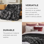 Bedsure GentleSoft Fuzzy Sherpa Faux Fur Twin Blanket Tie Dye Black Cozy Gifts for Boys Girls, Soft Fleece Plush Warm Thick Blanket Twin Size for Bed, Black Room Decor Dorm Essentials Gifts, 60x80