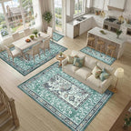 GarveeHome Teal 2x3 Door Mat Indoor Rugs for Entryway Provence Small Botanical Grove Cottage core Washable Non-Slip Low-Pile Rug for Bedroom Bathroom Entrance TPE Backing