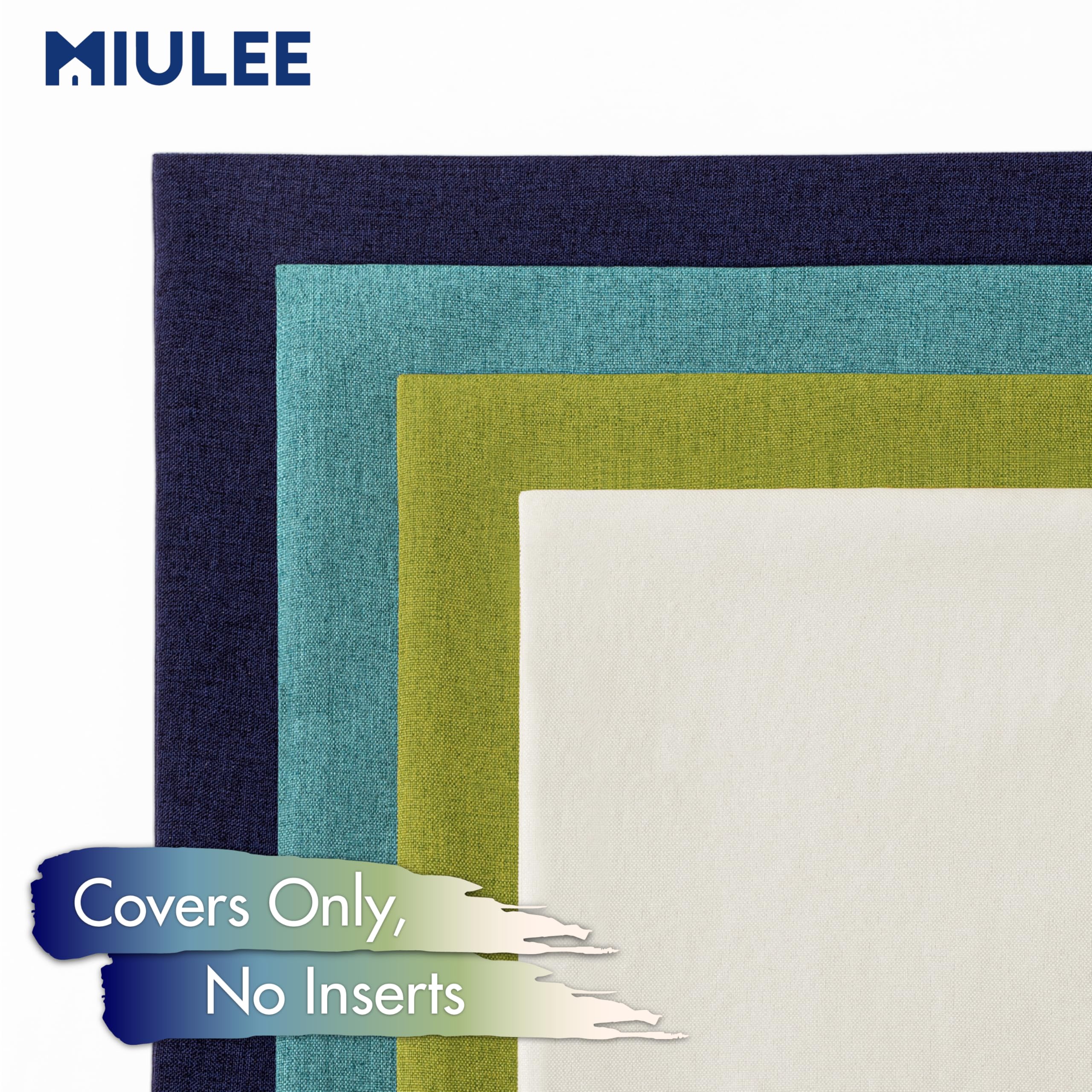 MIULEE Pack of 4 Decorative Outdoor Throw Pillow Covers Linen Waterproof Pillow Covers Summer Farmhouse Cushion Cases for Patio Garden Tent Balcony Couch Sofa 18x18 Inch Blue Green