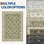 GarveeHome Grey Floral Rug 4x6 Rug Machine Washable Area Rug for Living Room Farmhouse Floral Low Pile for Dining Room, Bedroom Indoor Foldable Non-Slip Green RV