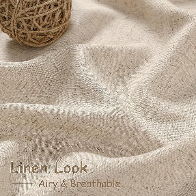Nanspring Grey Flax Linen Curtains 84 Inch Length 2 Panels Set for Living Room Luxury Light Filtering Mordern Boho Curtain Back Tab and Rod Pocket Privacy Sheer Drapes for Bedroom Office 52x84
