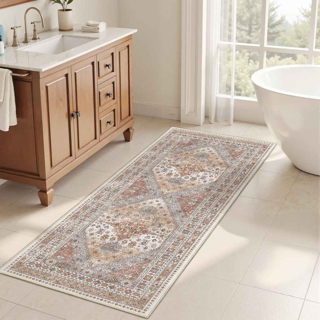 Restydon 2x5 Rug Runner Non-Slip Washable Rugs for Entryway, Orange