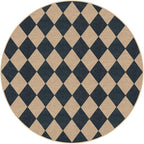 Lahome Colette Checkered Round Rugs 6ft, Washable Easy Jute Circle Patio Rug Indoor Outdoor Rugs for Living Room, Farmhouse Natural Round Area Rug Contemporary Carpet for Entryway Backyard