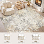 UERMEI 5x7 Area Rug Living Room Rugs - Washable Neutral Modern Abstract Soft Thin Large Rug Indoor Floor No Slip Rug Carpet for Bedroom Under Dining Table Home Office Decor - Golden Grey