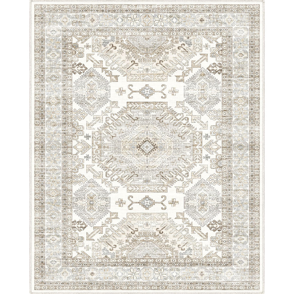 Area Rugs 8x10 for Living Room,Washable Boho 8x10 Area Rugs for Bedroom,Non Slip Carpet for Kitchen, Dining Room, Indoor, Kids Playroom Soft Low-Pile Rug, Thickness 0.2 Inches, Beige/Neutral