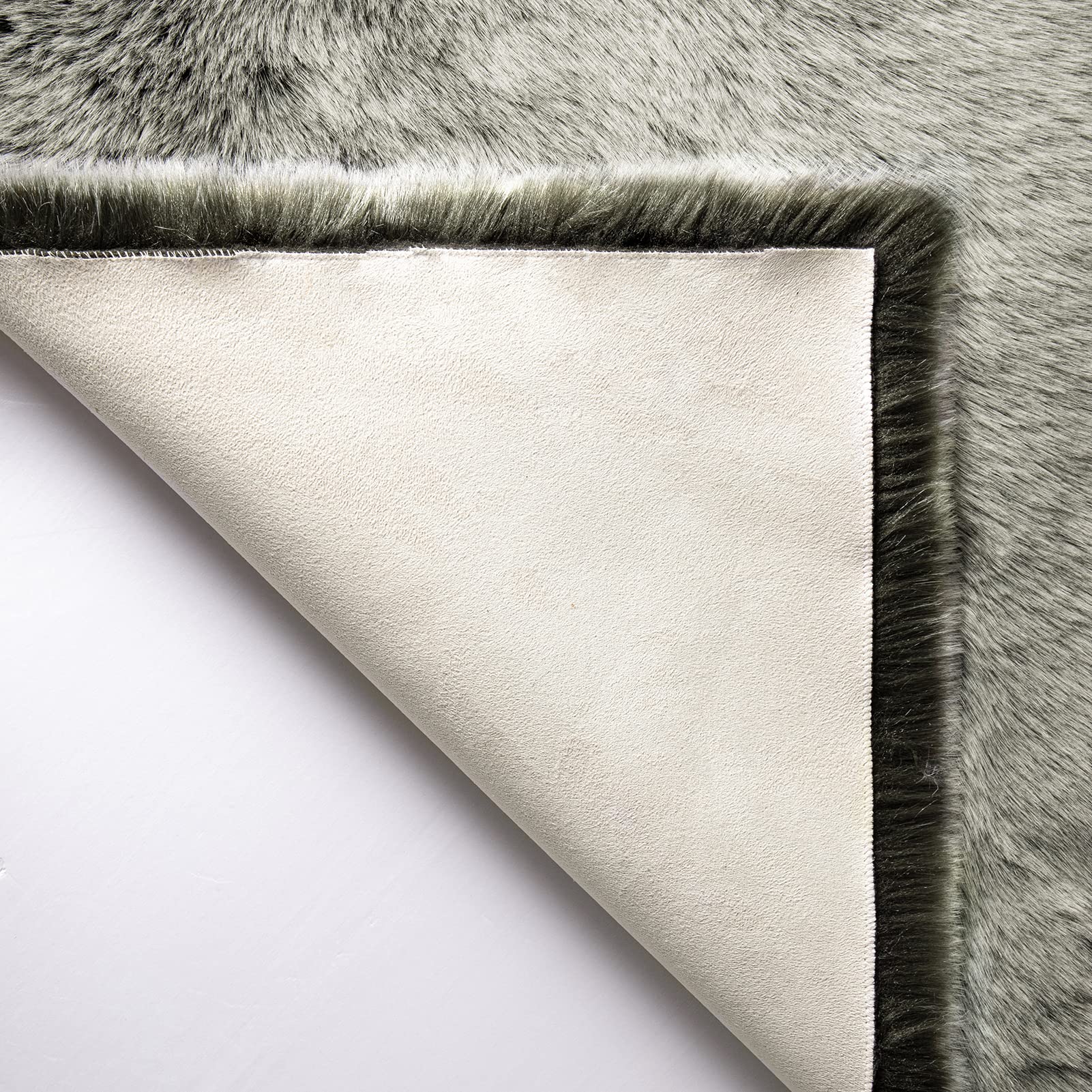Ashler Faux Fox Fur Rug, Green White Brown Fluffy Rugs, 2x3 Rectangle Rug, Ultra Soft Shaggy Area Rugs for Bedroom, Fuzzy Carpets for Living Room, Sofa
