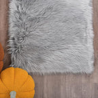 Goolela Grey Round Rug 5ft Gray Fluffy Fuzzy Furry Circle Carpet for Bedroom Living Room Faux Sheenpskin Fur Rug Plush Shaggy Washable