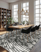 Latte&Fog 6x9 Area Rugs for Living Room Bedroom, Modern Abstract Washable Rug, Boho Non Slip Low Pile Carpet for Indoor Dining Room,Dorm, Classroom, College Dorm,Farmhouse and Kids Room - Black White