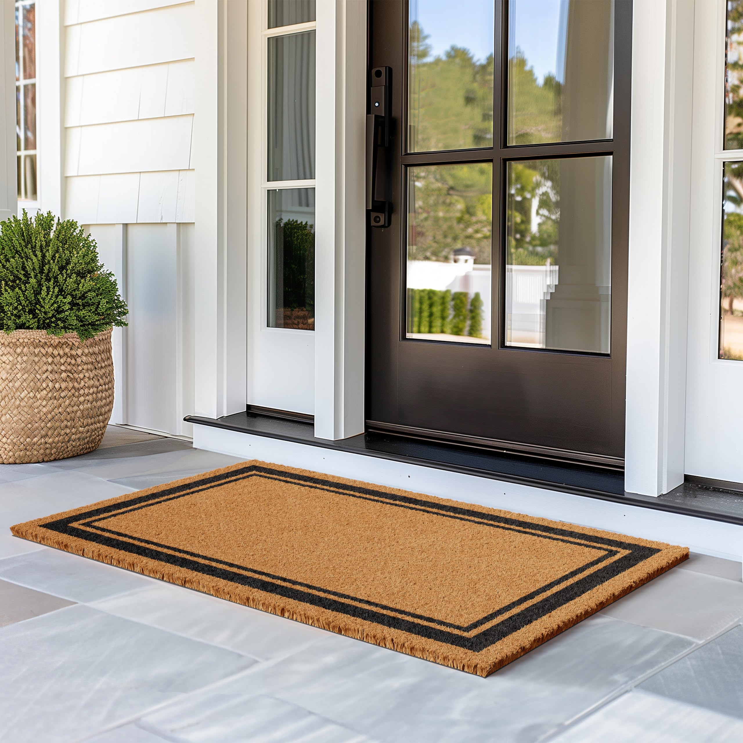 Barnyard Designs Natural Coco Coir Non-Slip Doormat (30x48, Border)
