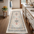 Runner Rug 2x6, Non Slip Washable Rugs for Laundry Room, Runners for Hallways, Low Pile Vintage Soft Rugs for Living Room, Kitchen Bathroom,Bedroom Rug(Blue/Red/Multi,2'x6')