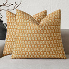 Foindtower Set of 2 Decorative Vintage Floral Print Throw Pillow Covers Neutral Modern Farmhouse Cushion Cover Boho Home Decor For Sofa Couch Chair Bedroom Living Room Outdoor,22×22 Inch,Golden Orange