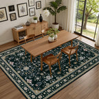ExpediX 5x7 Area Rugs Living Room: Washable Vintage Rug for Bedroom Black