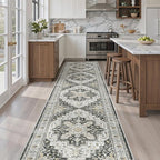Madane Hallway Runner Rug 2'6''x12' Kitchen Runner, Non Slip Vintage Runners for Hallways Washable Kitchen Rugs Soft Low Pile 2.5x12 ft Rug Runner for Laundry Room, Entryway and Bedroom, Black