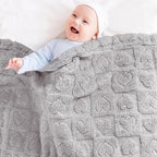 Yurhap Fleece Baby Blanket Heart Checkered, Ultra Soft Cozy Baby Blankets for Boys Girls, Fluffy Infant Toddler Newborn Receiving Gifts for Crib Stroller 30"x40" (Silver Grey)