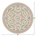Boho Light Pink Round Rugs for Kids Bedroom - 4 ft Unique Circle Area Rugs for Baby Nursery, Washable Low Pile & Soft Cute Throw Rugs for Living Room, Playroom, Reading Corner, Fun Insect Décor