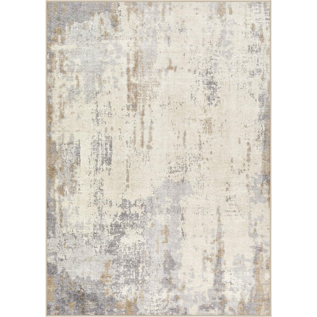 UERMEI 5x7 Area Rug Living Room Rugs - Washable Neutral Modern Abstract Soft Thin Rug Indoor Floor No Slip Rug Carpet for Bedroom Under Dining Table Home Office Decor - Light Brown/Gray