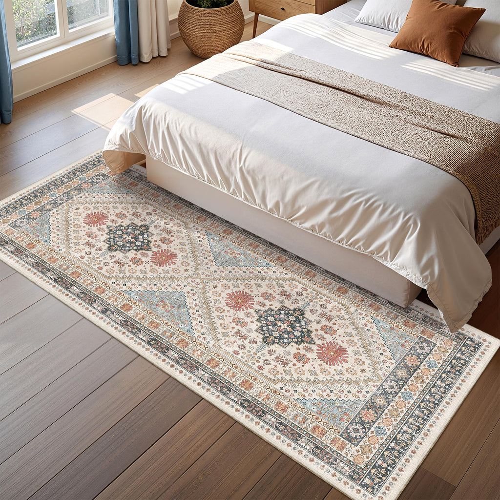 Restydon Runner Rug 2x6, Non Slip Washable Rugs for Hallways,Blue/Red/Multi