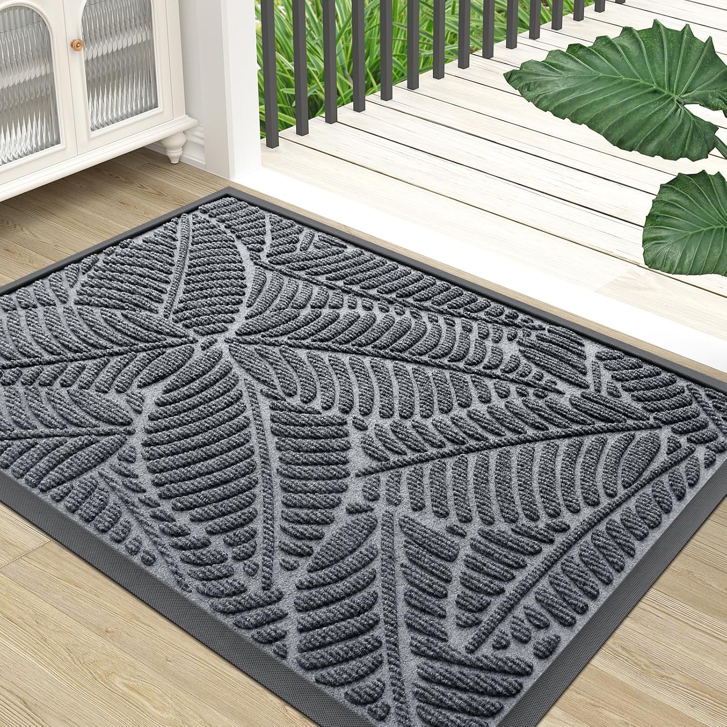 Colorxy Waterproof Front Doormat, Sturdy Natural Rubber Door Mat, 59x20