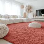 OLANLY 9x12 Machine Washable Large Area Rugs for Living Room, Bedroom, Soft Fluffy Shaggy Bedside Rug, Indoor Floor Carpet for Kids Girls and Boys, Dorms, Nursery, Home Decor, Rust Red