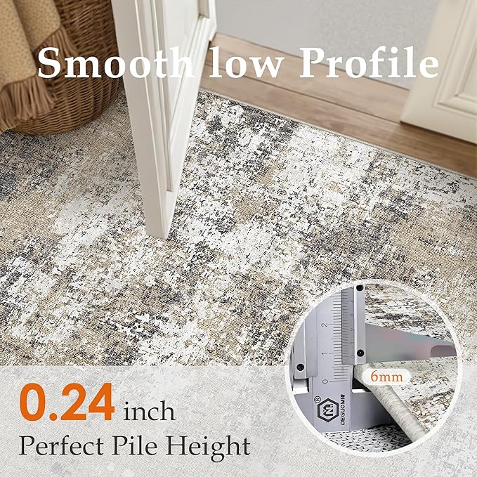 PureCozy Brown Entryway Area Rug 2x3 Modern Abstract