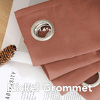 H.VERSAILTEX Linen Curtains Home Decorative Nickel Grommet Semi Sheer Curtains Privacy Added Energy Saving Light Filtering Window Treatments Draperies for Bedroom, Terracotta, 2 Panels, 52 x 96 - Inch