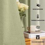 Yakamok Sage Linen Textured Curtains 72 Inches Long for Living Room