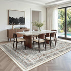 zesthome 6x9 Area Rug, Super Soft Washable Rugs for Living Room, Non-Slip Stain Resistant Vintage Rugs, Ultra-Thin Large Area Rugs (Grey/Orange,6'x9')