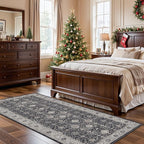 Washable 3x7 Entryway Runner Rug: Farmhouse Wide Kitchen Rug Soft Water Resistant Floor Mat for Bathroom Bedroom Nursery Non-Slip Indoor Carpet for Living Room Dining Room Hallway(3x7,Black)