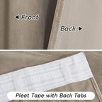RYB HOME Camel Beige Velvet Curtains with Hook Tape, Thermal Insulated Privacy Protect Decorative Drapes for Home Theater, W 62 x L 84 inches, 2 Panels Set