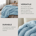 Bedsure GentleSoft Fluffy Light Blue Blankets Queen Size for Bed, Thick Sherpa Faux Fur Fleece Fuzzy Plush Winter Warm Soft Full Queen Blankets, Bedroom Decor Blue Cozy Gifts for Women Men, 90x90